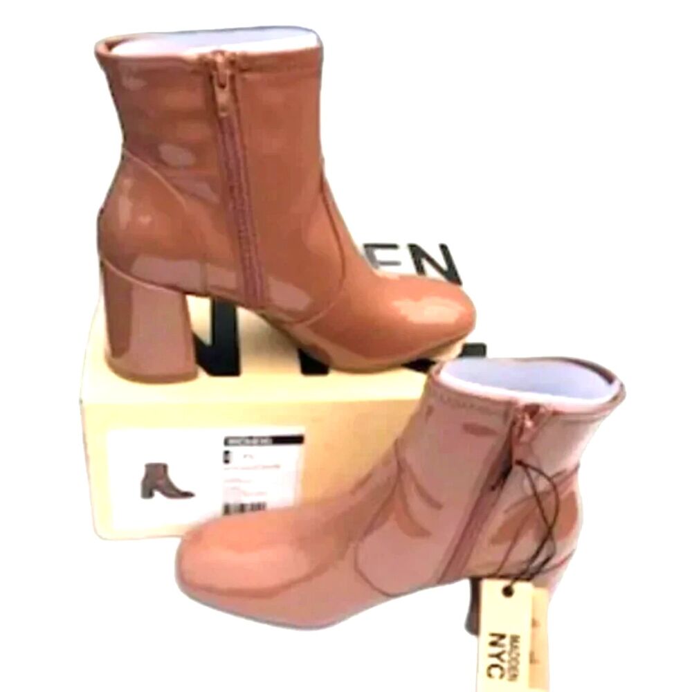 Lug Zipper Booties . Size: 7 1/2 . Tan .. Madden NYC . New in Box